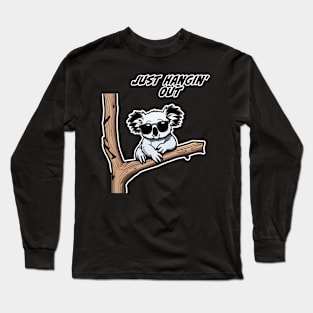 Just Hangin' Out - Koala in Tree with Shades Long Sleeve T-Shirt